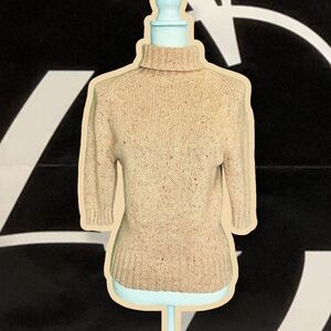 Saks Fifth Avenue Cashmere Collection Coral Pink Heathered Short Sleeve Sweater